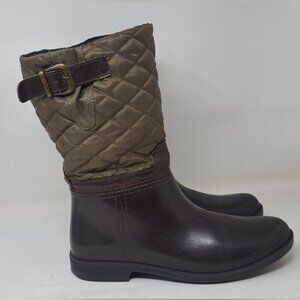 Storm By Cougar Women's Sassy Rain Boots Boot Olive Quilted Buckle  Size 9 US